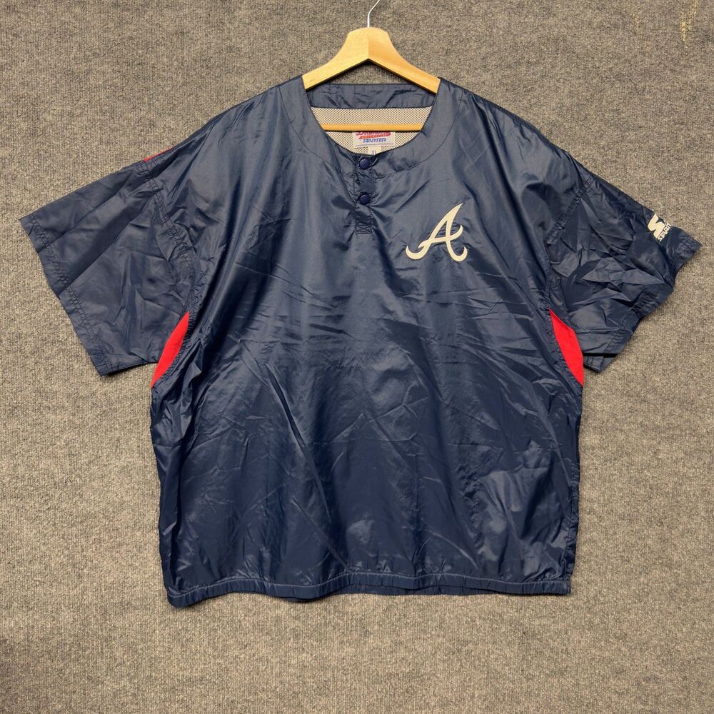 Vtg 90s Atlanta Braves Starter Diamond Collection Batting Practice Shirt Mens XL